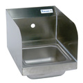 Bk Resources Space Saver Hand Sink Stainless Steel, Side Splashes 1 Hole 9"x9"x5" BKHS-W-SS-1-SS